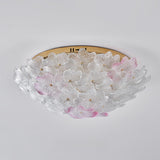 Elegant Gold Glass Floral LED Flush Mount Ceiling Light Image - 13