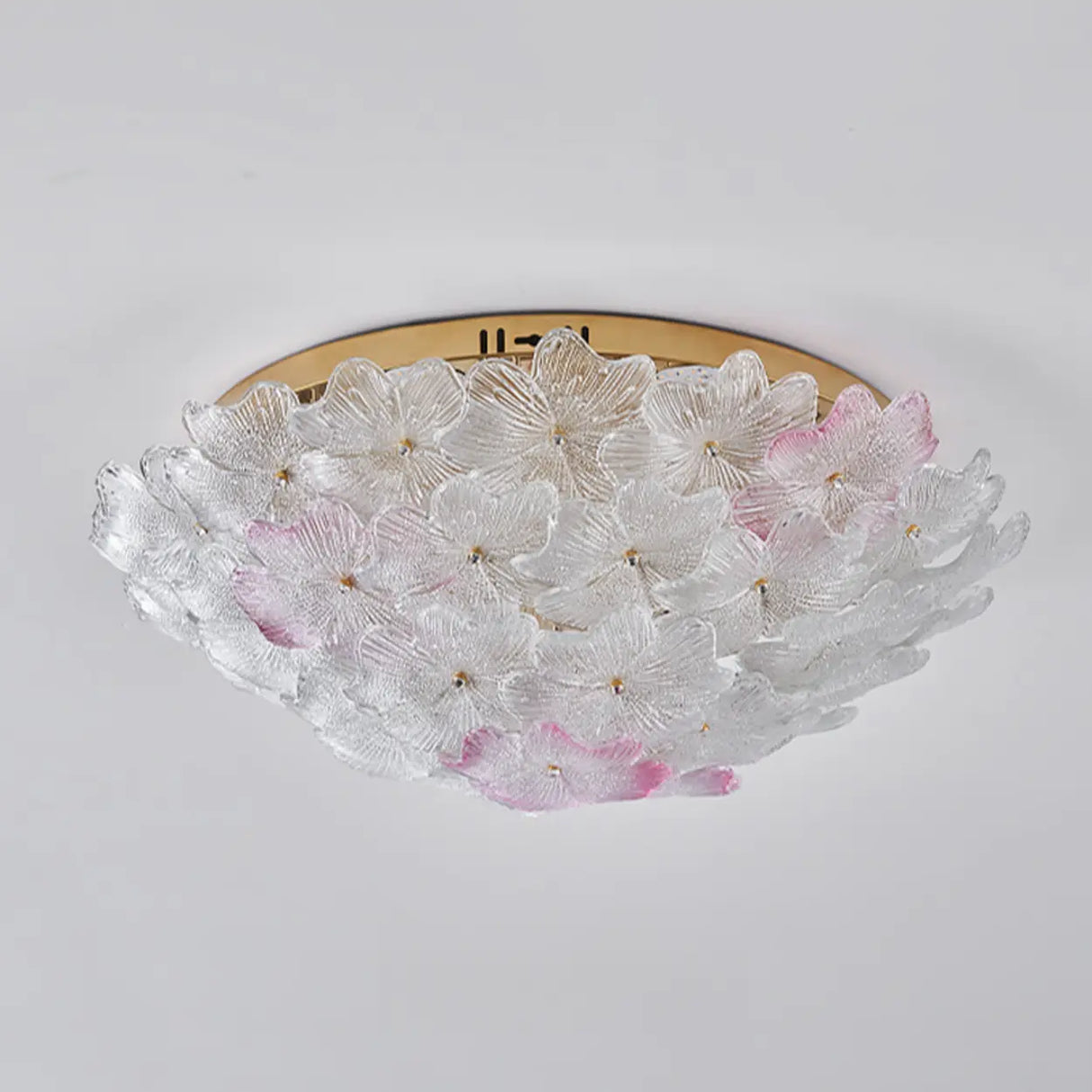 Elegant Gold Glass Floral LED Flush Mount Ceiling Light Image - 13