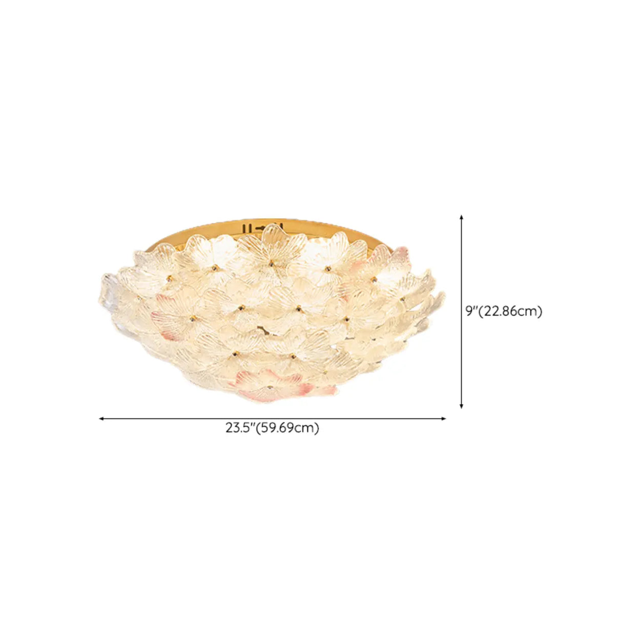 Elegant Gold Glass Floral LED Flush Mount Ceiling Light Image - 21