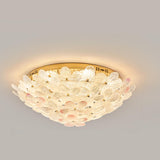 Elegant Gold Glass Floral LED Flush Mount Ceiling Light Image - 3