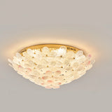 Elegant Gold Glass Floral LED Flush Mount Ceiling Light Image - 3