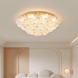 Elegant Gold Glass Floral LED Flush Mount Ceiling Light Image - 4