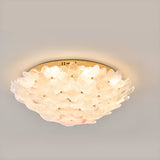 Elegant Gold Glass Floral LED Flush Mount Ceiling Light Image - 7