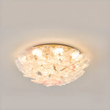 Elegant Gold Glass Floral LED Flush Mount Ceiling Light Image - 9
