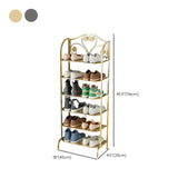Elegant Gold Metal Floor Shoe Rack 4-Tier Storage Shelf Image - 16