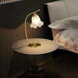 Elegant Gold Metal White Glass Bell Shade Table Lamp Image - 3