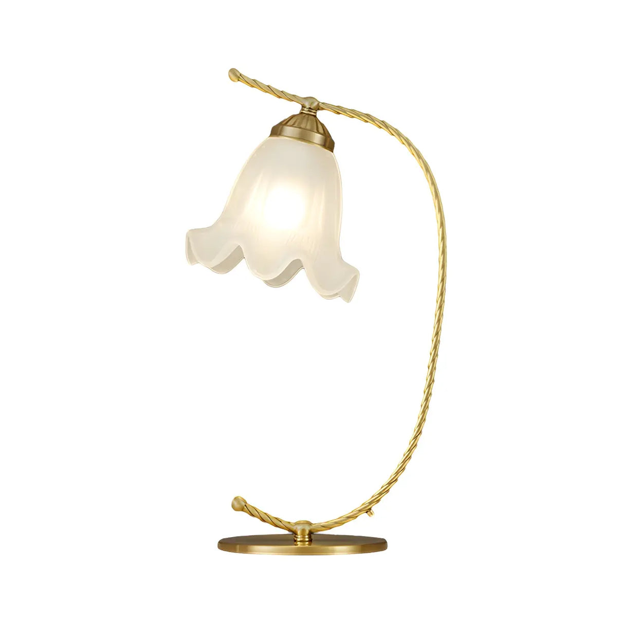 Elegant Gold Metal White Glass Bell Shade Table Lamp Image - 5