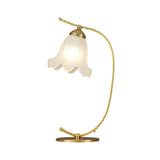 Elegant Gold Metal White Glass Bell Shade Table Lamp Image - 5