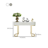 Elegant Gold Oval Marble Top White Storage Console Table Image - 14