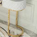 Elegant Gold Oval Marble Top White Storage Console Table Image - 6