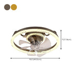 Elegant Gold Round Vine Flush Ceiling Fan with Light #size