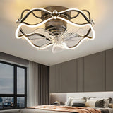 Elegant Gold Round Vine Flush Ceiling Fan with Light Image - 8