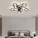 Elegant Gold Star LED Flush Ceiling Fan with Light Image - 16