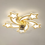 Elegant Gold Star LED Flush Ceiling Fan with Light Image - 7