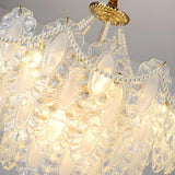 Elegant Gold Tiered Clear Glass Intricate Lace Chandelier Image - 11