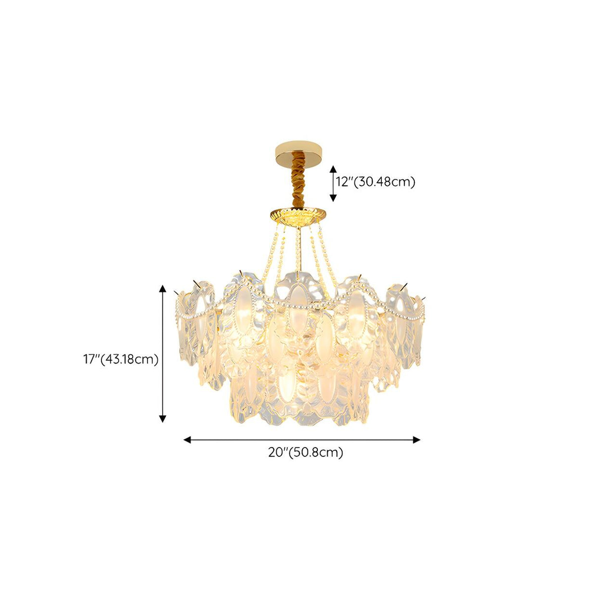 Elegant Gold Tiered Clear Glass Intricate Lace Chandelier 