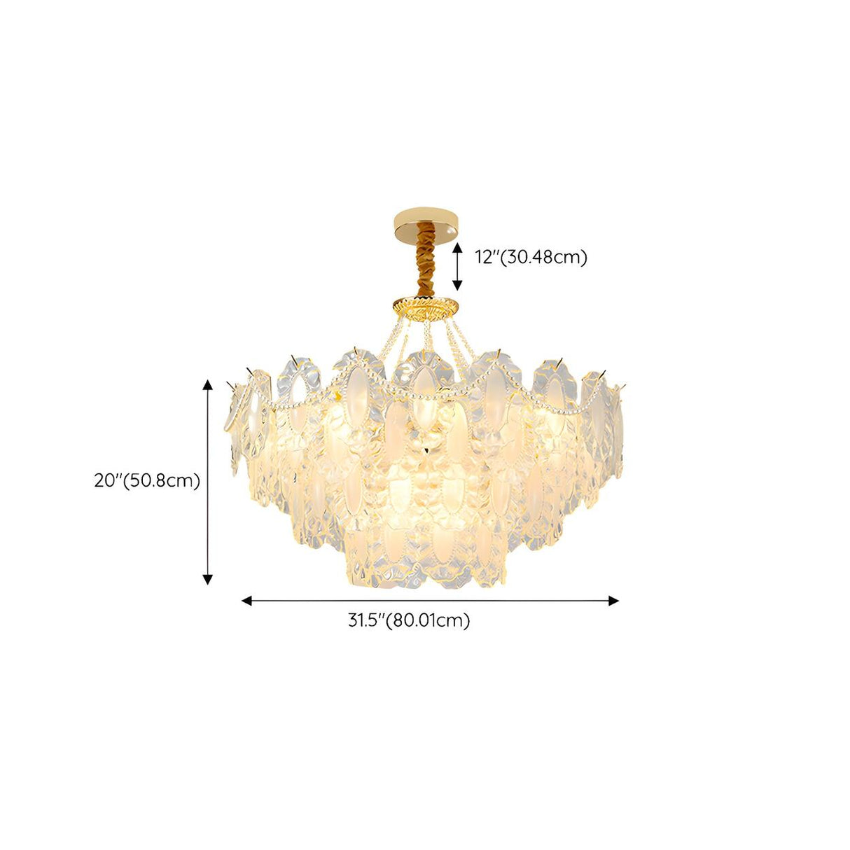 Elegant Gold Tiered Clear Glass Intricate Lace Chandelier Image - 14
