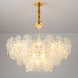 Elegant Gold Tiered Clear Glass Intricate Lace Chandelier Image - 7