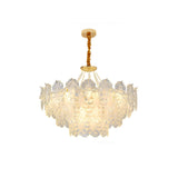 Elegant Gold Tiered Clear Glass Intricate Lace Chandelier Image - 8
