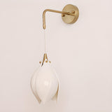 Elegant Gold Tulip Shaped White Ceramics Wall Sconce Image - 12