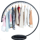 Elegant Golden Metal Arch Hooks Freestanding Coat Rack Image - 9