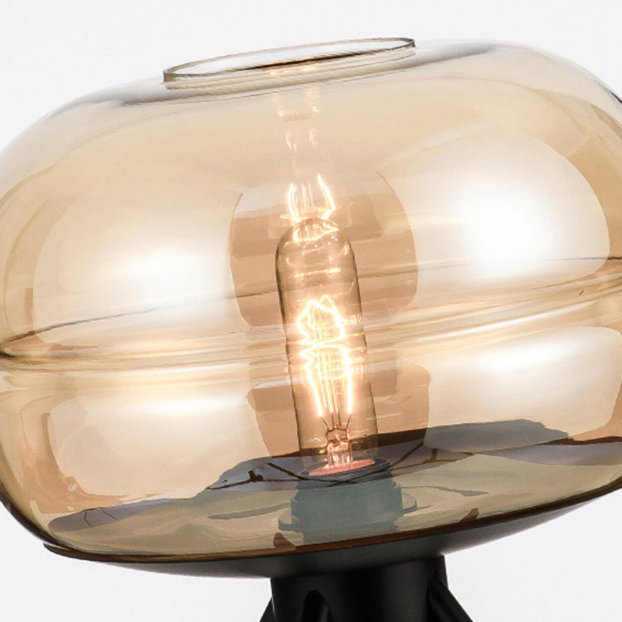 Elegant Grey Glass Shade Metal Tripod Base Table Lamp Image - 12