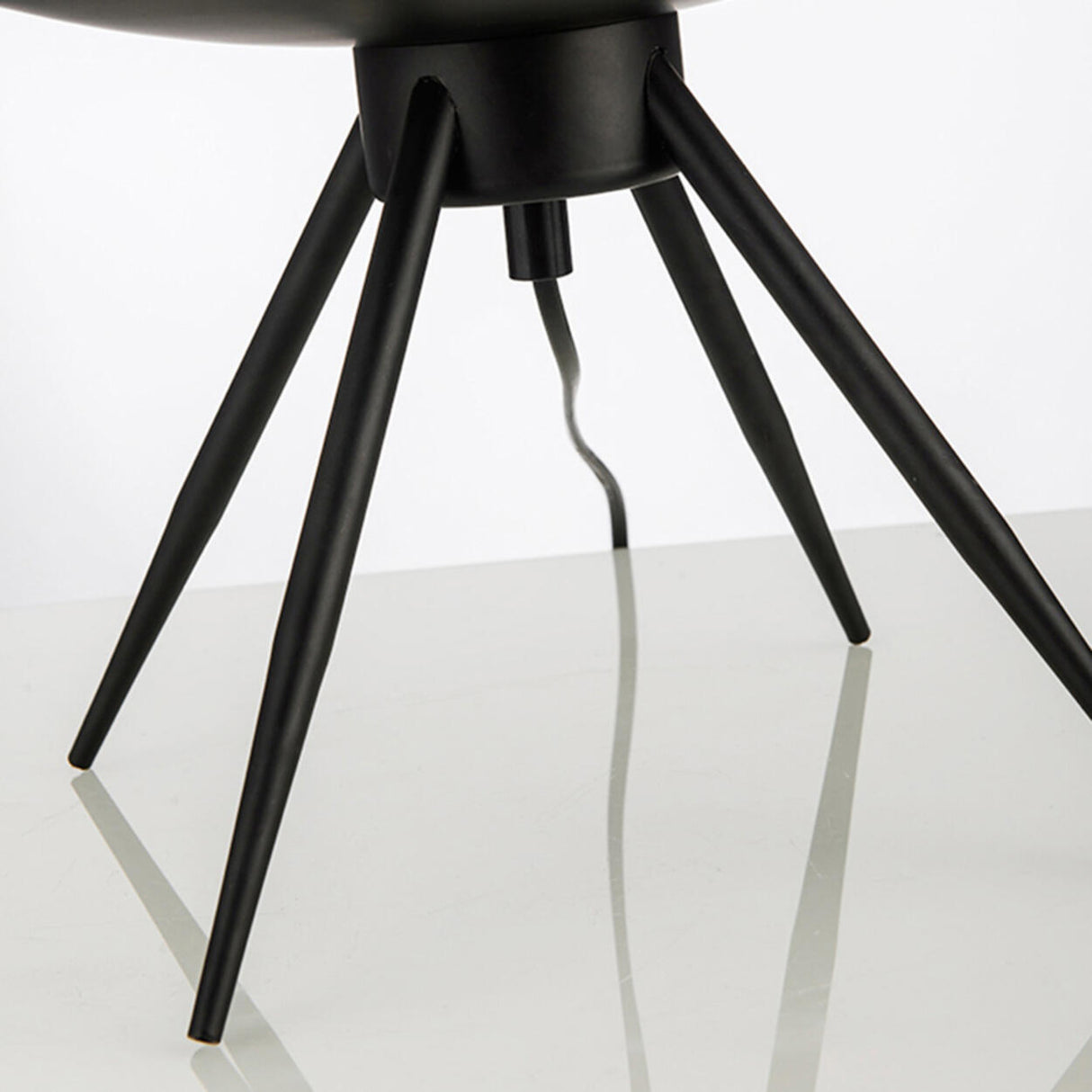 Elegant Grey Glass Shade Metal Tripod Base Table Lamp Image - 13