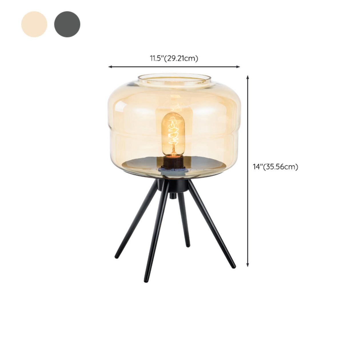 Elegant Grey Glass Shade Metal Tripod Base Table Lamp Image - 16