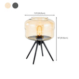 Elegant Grey Glass Shade Metal Tripod Base Table Lamp Image - 16