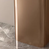 Elegant Half-circle Pedestal Stone Gold Base Console Table Image - 9