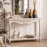 Elegant Half Circle Wood Standard Console Table with Shelf Image - 1