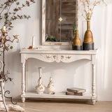 Elegant Half Circle Wood Standard Console Table with Shelf Image - 11