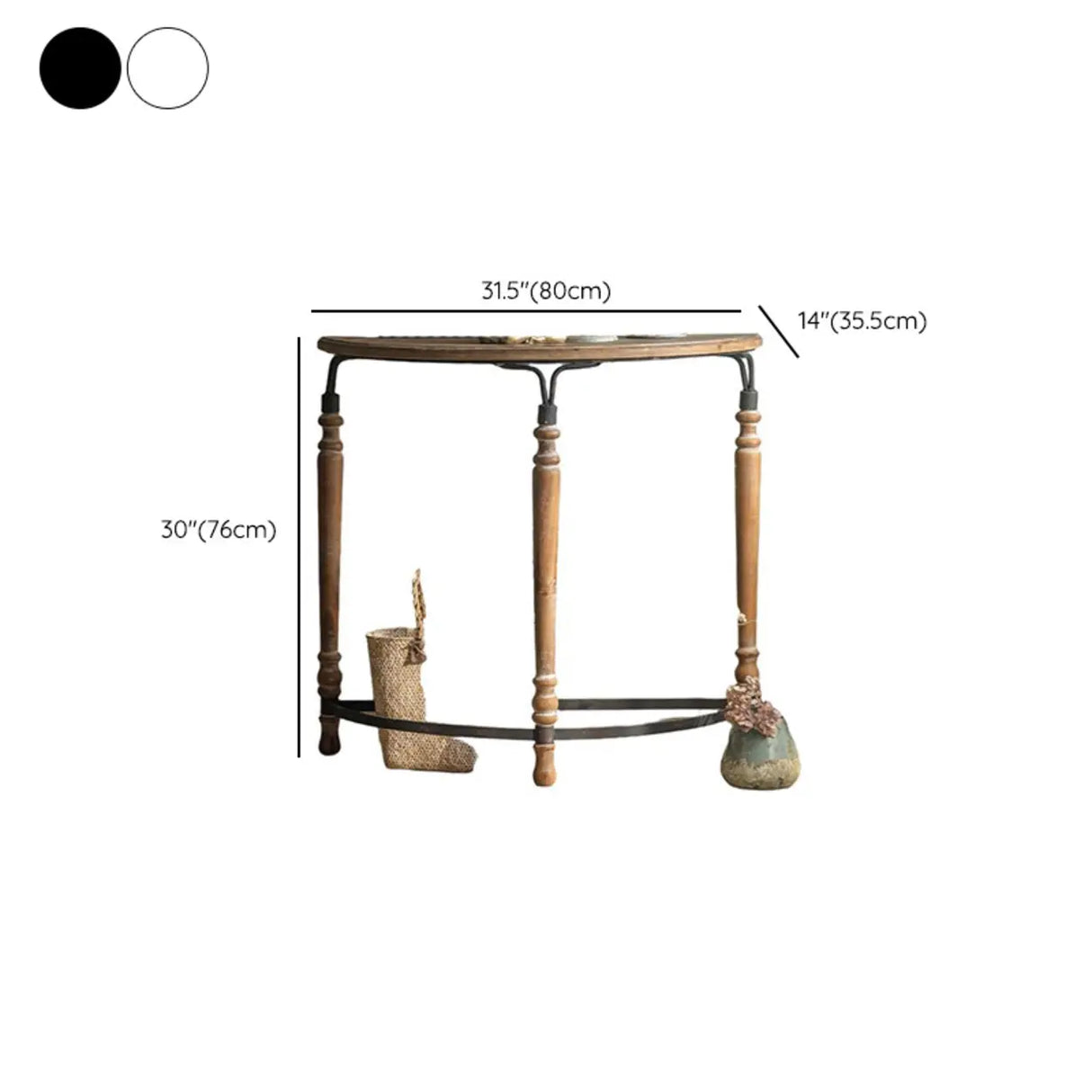 Elegant Half Circle Wood Standard Console Table with Shelf Image - 13