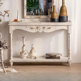 Elegant Half Circle Wood Standard Console Table with Shelf Image - 2