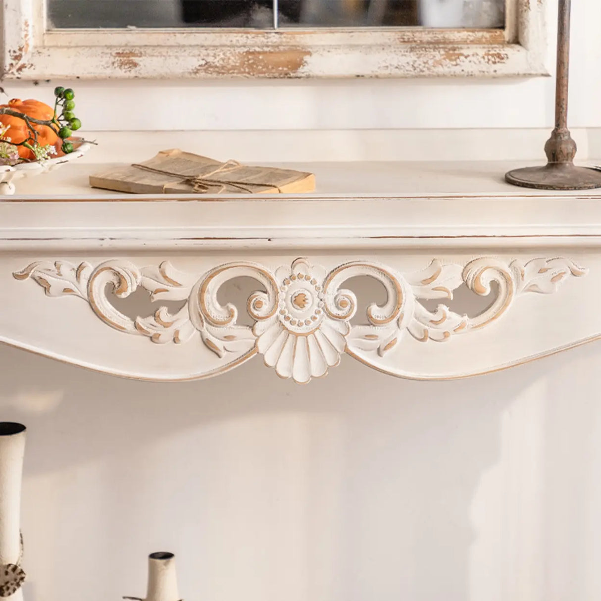 Elegant Half Circle Wood Standard Console Table with Shelf Image - 3