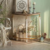 Elegant Half Circle Wood Standard Console Table with Shelf Image - 4