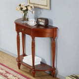 Elegant Half Moon Cherry Wood Storage Console Table Image - 5