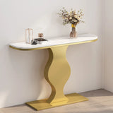 Elegant Half Moon Marble Black Foyer Console Table Image - 3