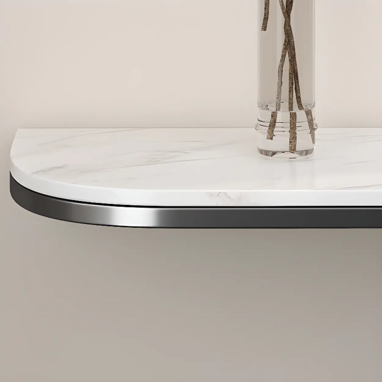 Elegant Half Moon Marble Black Foyer Console Table Image - 4