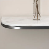 Elegant Half Moon Marble Black Foyer Console Table Image - 4