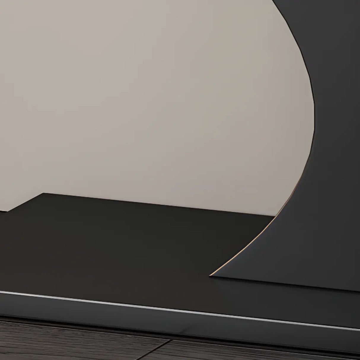 Elegant Half Moon Marble Black Foyer Console Table Image - 6