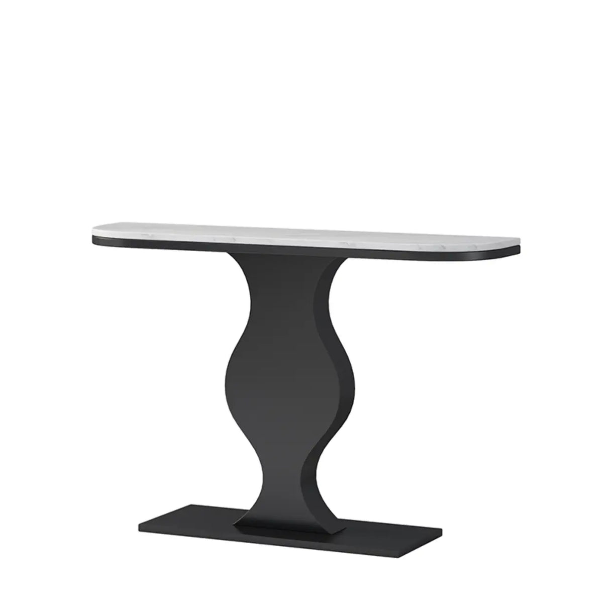 Elegant Half Moon Marble Black Foyer Console Table Image - 7