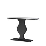 Elegant Half Moon Marble Black Foyer Console Table Image - 7