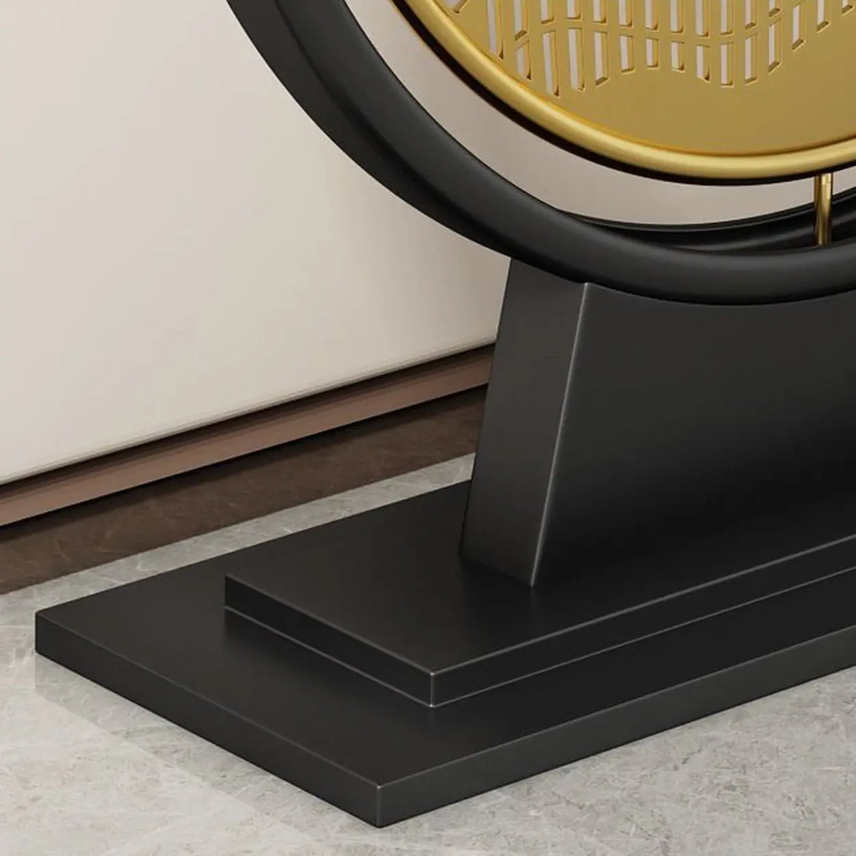 Elegant Half Moon Stone Top Gold Abstract Console Table Image - 11