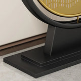 Elegant Half Moon Stone Top Gold Abstract Console Table Image - 11