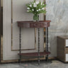 Elegant Half Moon White Wood Console Table with Shelves Image - 2