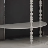 Elegant Half Moon White Wood Console Table with Shelves Image - 4