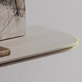 Elegant Half Moon Wood Pedestal Base Console Table Image - 6