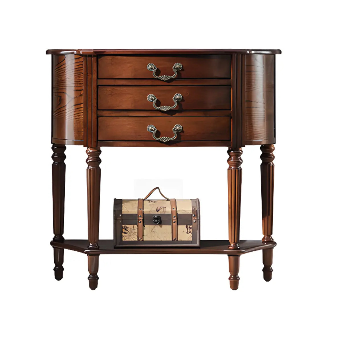 Elegant Half Round Wood Console Table with Drawers Image - 6