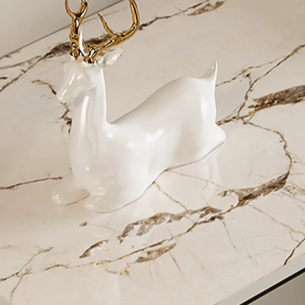 Elegant Heart Base Stone Top Gold Accent Console Table Image - 10